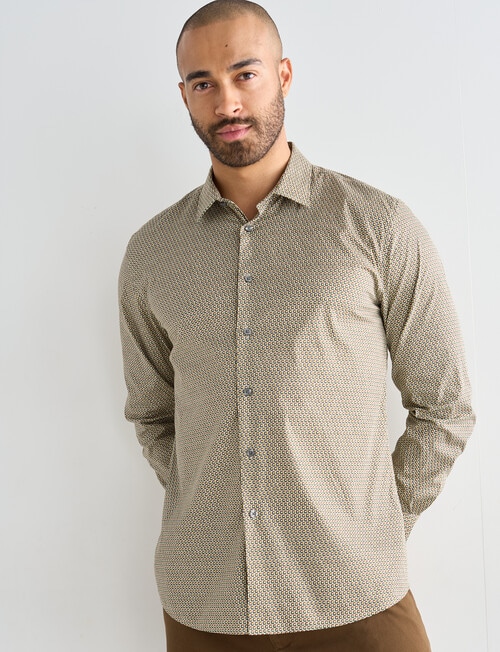 L+L Geometric Spectrum Long Sleeve Shirt, Beige product photo