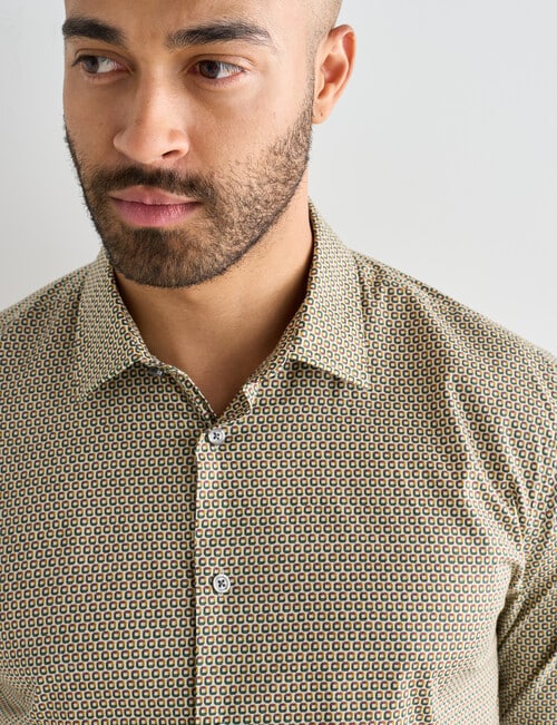L+L Geometric Spectrum Long Sleeve Shirt, Beige product photo View 04 L