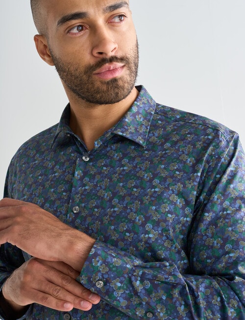 L+L Floral Long Sleeve Shirt, Navy product photo