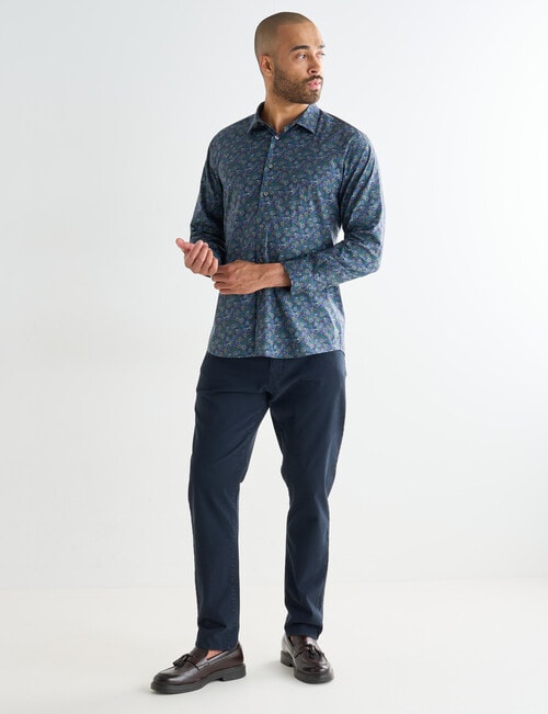 L+L Floral Long Sleeve Shirt, Navy product photo View 03 L