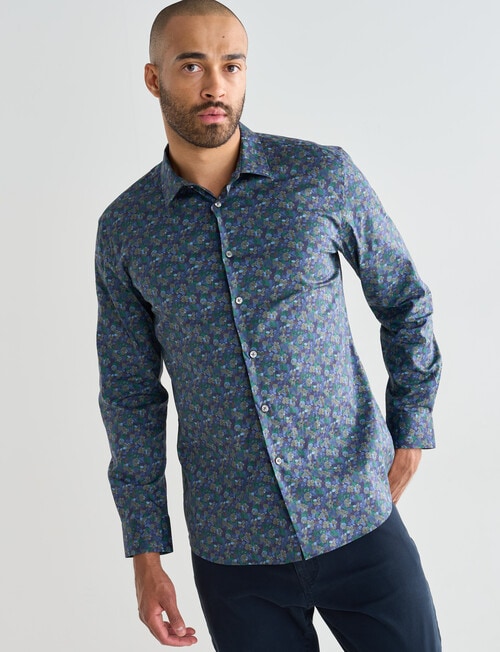 L+L Floral Long Sleeve Shirt, Navy product photo View 05 L