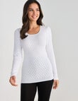 Lyric Thermals Harmony Cotton Pointelle Long Sleeve Top, White, XS-2XL product photo View 05 S