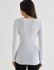 Lyric Thermals Harmony Cotton Pointelle Long Sleeve Top, White, XS-2XL product photo View 02 S