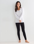 Lyric Thermals Harmony Cotton Pointelle Long Sleeve Top, White, XS-2XL product photo View 03 S