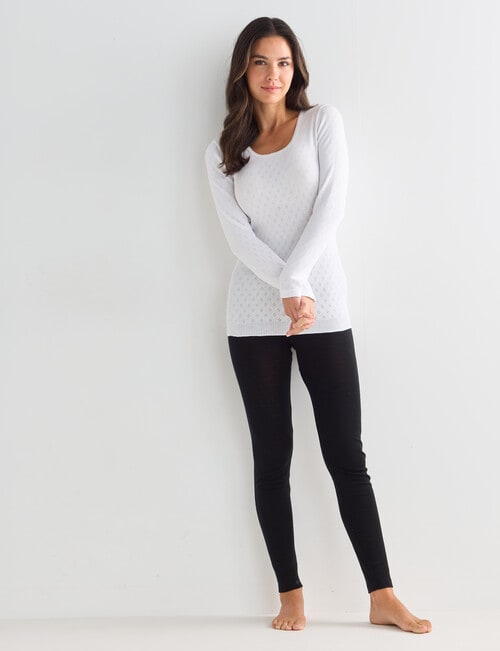 Lyric Thermals Harmony Cotton Pointelle Long Sleeve Top, White, XS-2XL product photo View 03 L