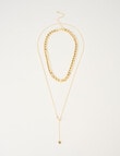 Whistle Accessories Double Layer Chain Necklace, Gold Tone product photo