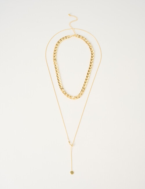 Whistle Accessories Double Layer Chain Necklace, Gold Tone product photo