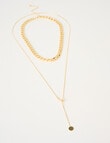 Whistle Accessories Double Layer Chain Necklace, Gold Tone product photo View 02 S