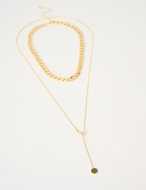Whistle Accessories Double Layer Chain Necklace, Gold Tone product photo View 02 L