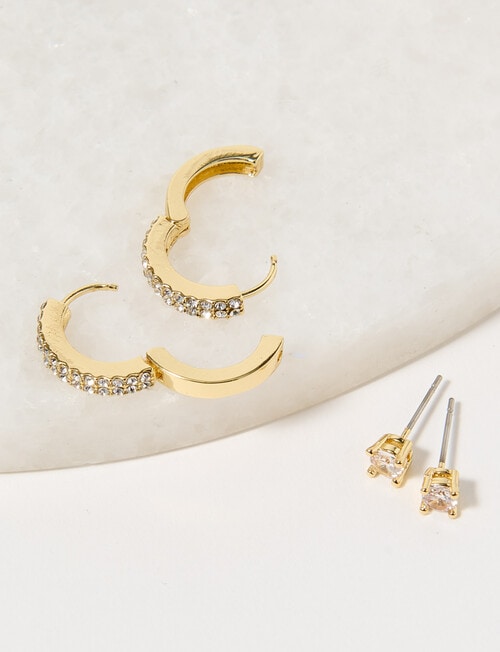 Harlow Hoop + Stud Earring Set, 2-Pack, Gold Tone product photo View 03 L