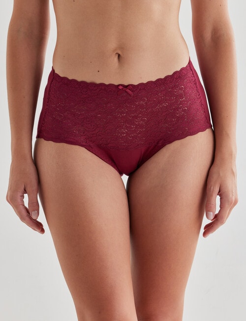 Lyric Cotton & Lace Top Full Brief, Ruby, 8-26 product photo