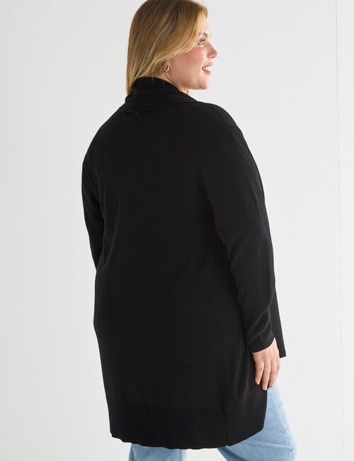 North South Curve Merino Blend Shawl Collar Cardigan, Black product photo View 02 L