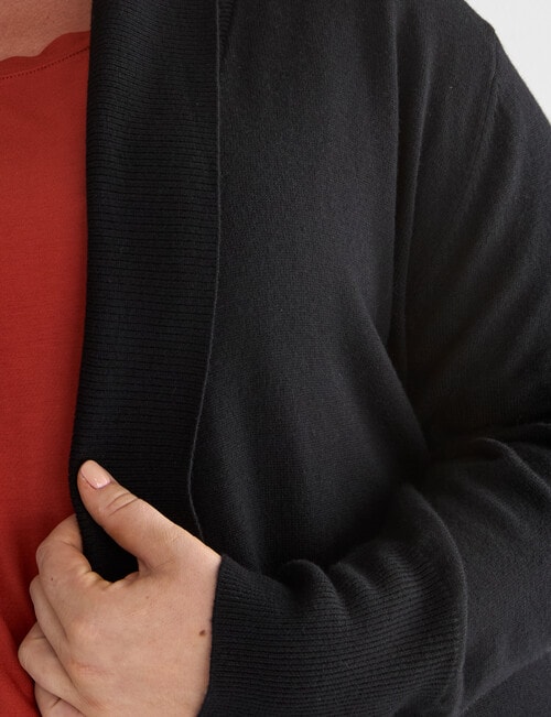 North South Curve Merino Blend Shawl Collar Cardigan, Black product photo View 04 L