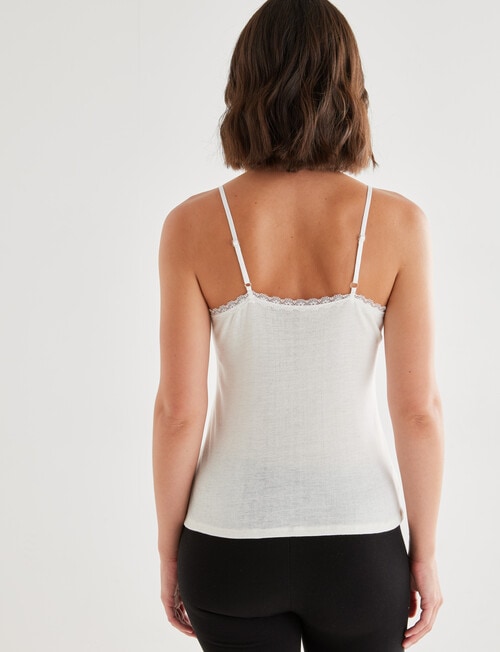 Essence Thermals Merino Cotton Lace Trim Cami, Cream, 10-18 product photo View 02 L
