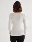 Essence Thermals Merino Cotton Lace Trim Long Sleeve Top, Cream, 10-18 product photo View 02 S