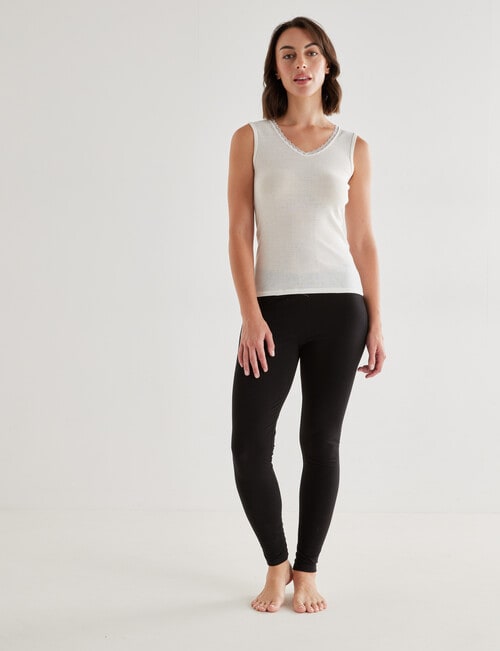 Essence Thermals Merino Cotton Lace Trim Singlet, Cream, 10-18 product photo View 03 L
