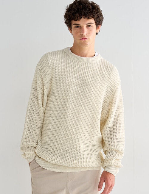 Tarnish Waffle Crew Knit, Cream product photo