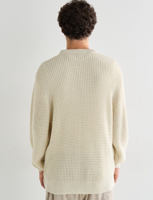 Tarnish Waffle Crew Knit, Cream product photo View 02 L