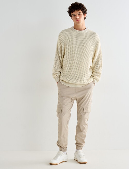Tarnish Waffle Crew Knit, Cream product photo View 03 L