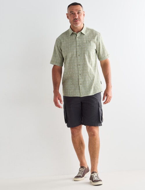 Kauri Trail Short Sleeve Shirt Linen Blend Space Dye, Khaki product photo View 03 L