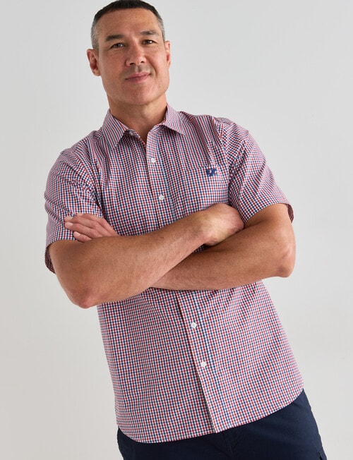 Line 7 Sonny Short Sleeve Shirt, Red & Blue product photo