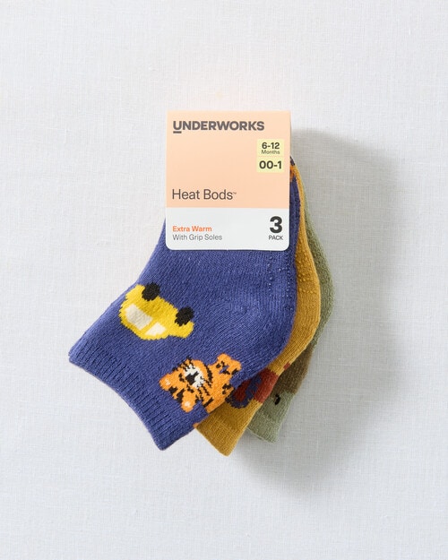 Underworks Stay On Crew Socks, 3-Pack, Safari Animals & Cars product photo View 02 L