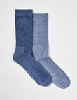 Simon De Winter Comfort Crew Moss Stitch Sock, 2-Pack, French Navy & Royal product photo