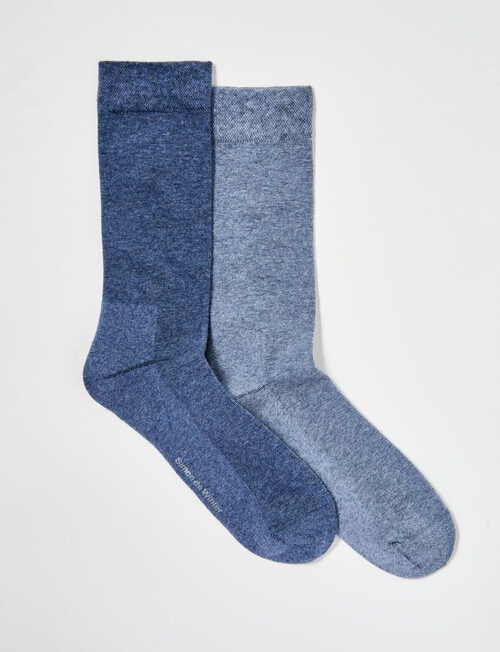 Simon De Winter Comfort Crew Moss Stitch Sock, 2-Pack, French Navy & Royal product photo