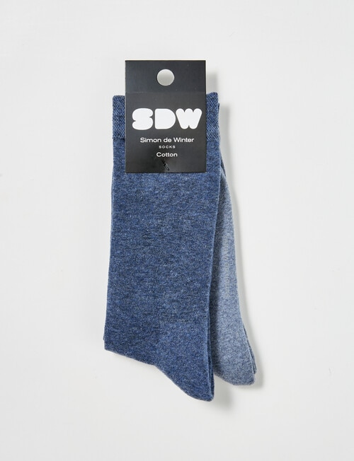 Simon De Winter Comfort Crew Moss Stitch Sock, 2-Pack, French Navy & Royal product photo View 02 L