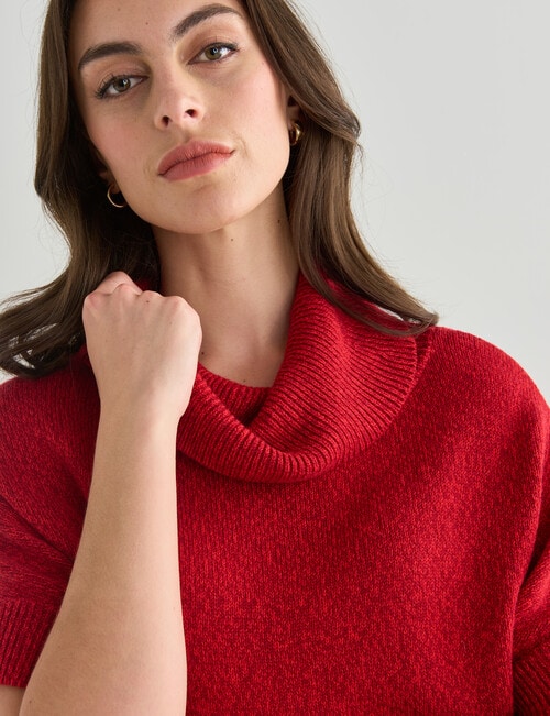 Oliver Black Roll Neck Slouch Top, Red Marle product photo