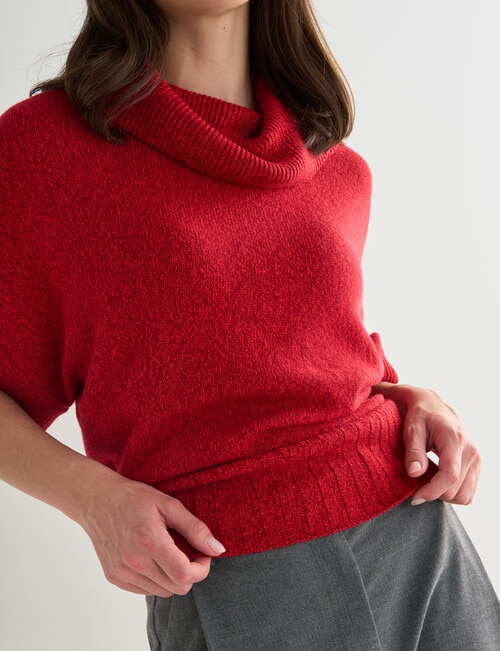 Oliver Black Roll Neck Slouch Top, Red Marle product photo View 04 L