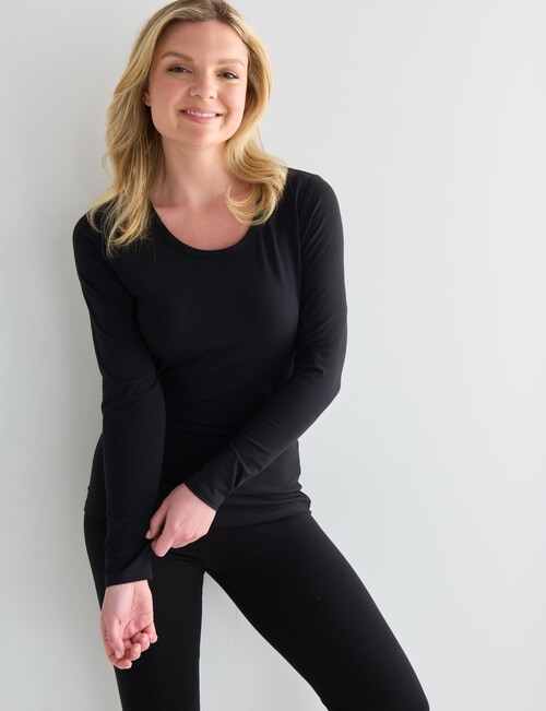 Bodycode Scoop Neck Long Sleeve Tee, Black product photo