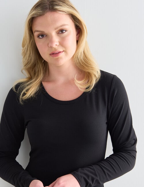 Bodycode Scoop Neck Long Sleeve Tee, Black product photo View 04 L