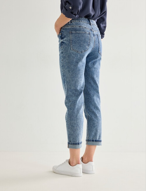 Denim Republic Straight Leg Jean with Turn Up, Mid Wash product photo View 02 L