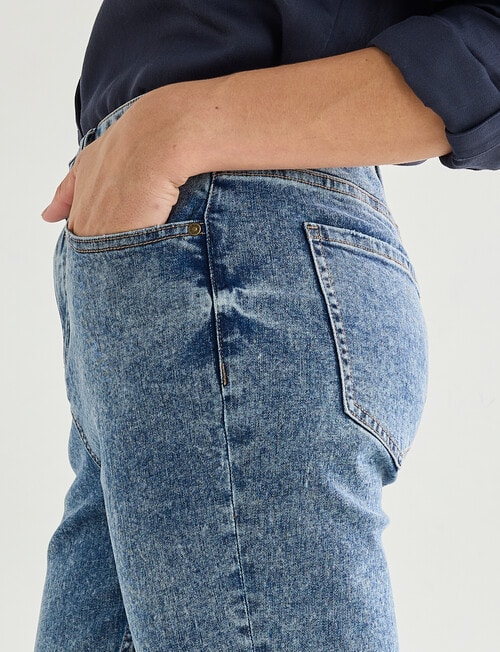 Denim Republic Straight Leg Jean with Turn Up, Mid Wash product photo View 04 L