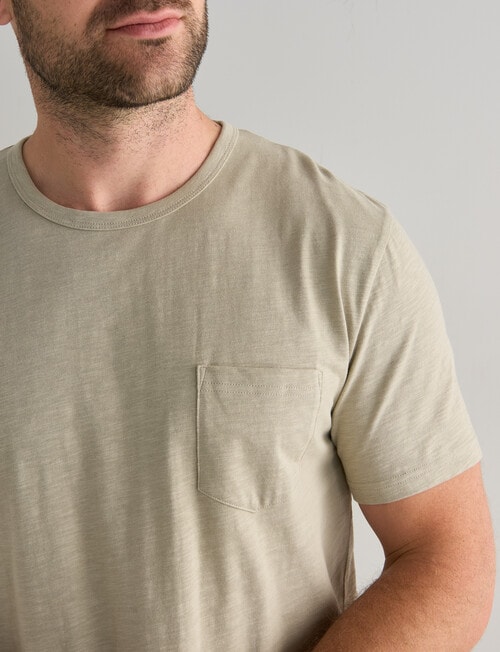 Gasoline Crew Neck Short Sleeve Slub Tee, Beige product photo View 04 L