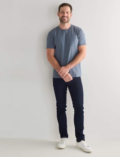 Gasoline Crew Neck Short Sleeve Slub Tee, Blue product photo View 03 L