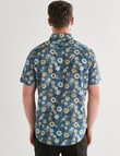 Gasoline Floral Print Short Sleeve Shirt, Blue product photo View 02 S