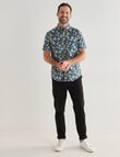 Gasoline Floral Print Short Sleeve Shirt, Blue product photo View 03 S