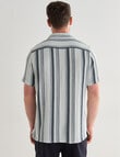 Gasoline Stripe Knitted Short Sleeve Resort Shirt, White product photo View 02 S