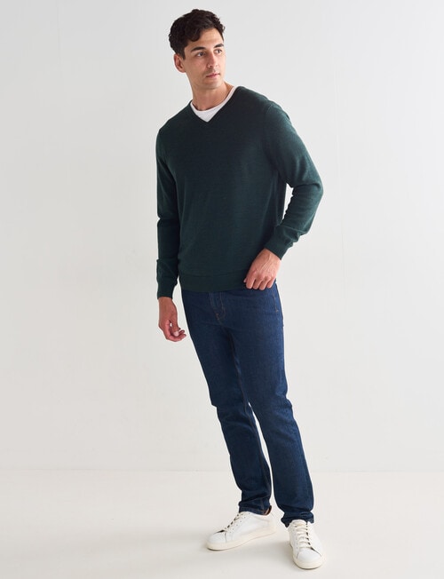 North South Merino V Neck Jumper, Green product photo View 03 L