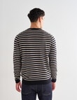 North South Merino Stripe Crew Neck Jumper, Black product photo View 02 S