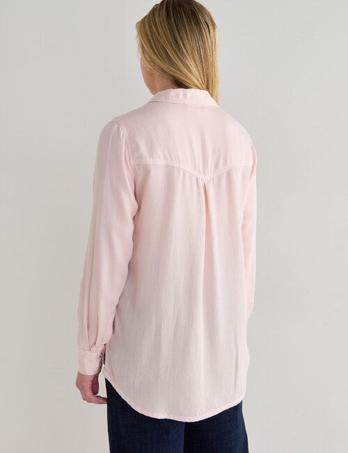 Denim Republic Lyocell Long Sleeve Shirt, Pink product photo View 02 L