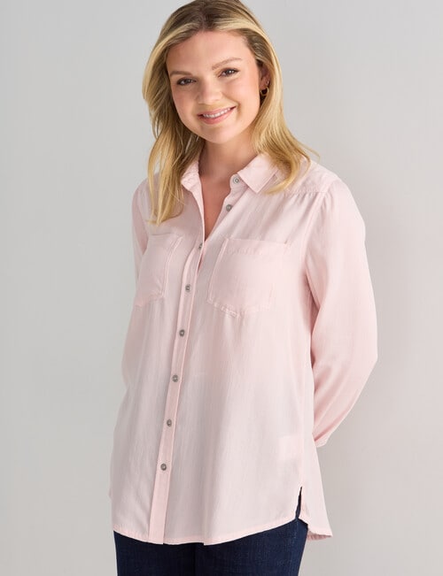 Denim Republic Lyocell Long Sleeve Shirt, Pink product photo