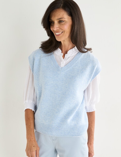 Ella J V-Neck Knitted Vest, Pale Blue product photo View 05 L