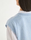 Ella J V-Neck Knitted Vest, Pale Blue product photo View 07 S