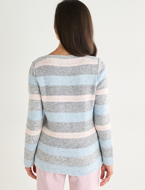 Ella J Stripe Cotton Jumper, Blue & Pink product photo View 02 L