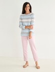 Ella J Stripe Cotton Jumper, Blue & Pink product photo View 03 S