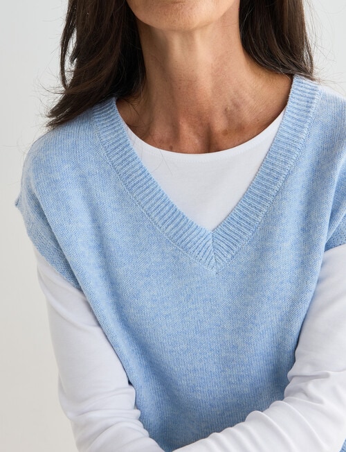 Ella J V-Neck Knitted Vest, Pale Blue product photo View 04 L
