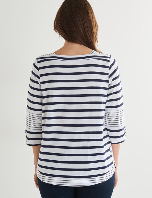 Line 7 Raydar Stripe Cotton 3/4 Sleeve Top, Navy & White product photo View 02 L
